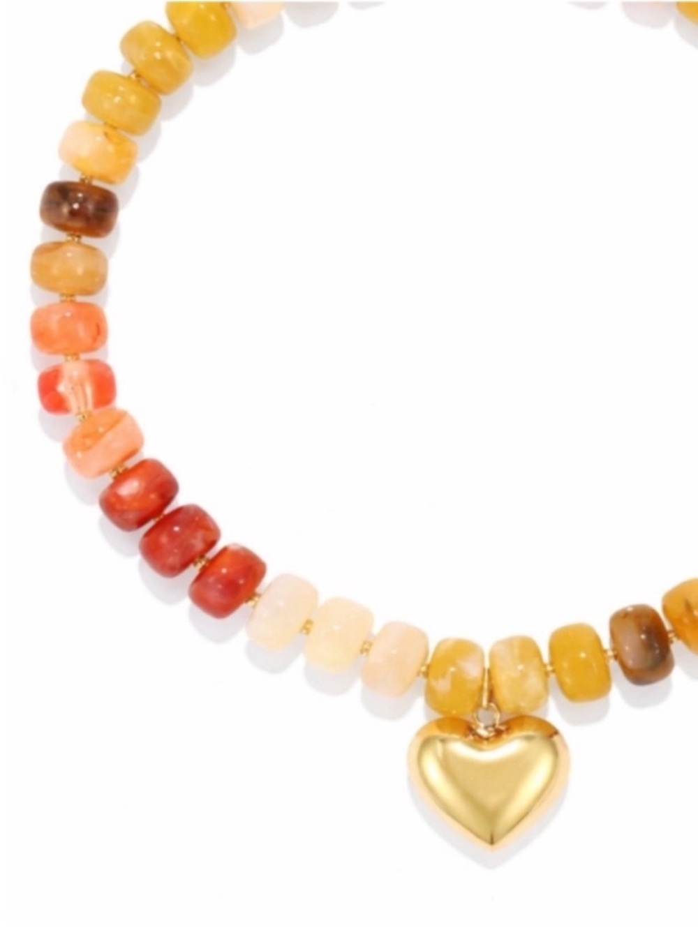 New! Sunset Chunky Beaded Gold Heart Statement Necklace NWOT - Picture 2 of 3